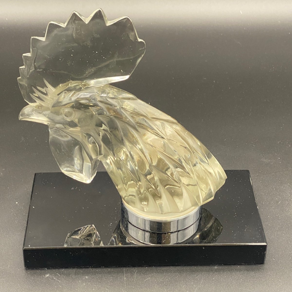 A Pair Of Rooster Head Mascots By R.lalique -photo-2