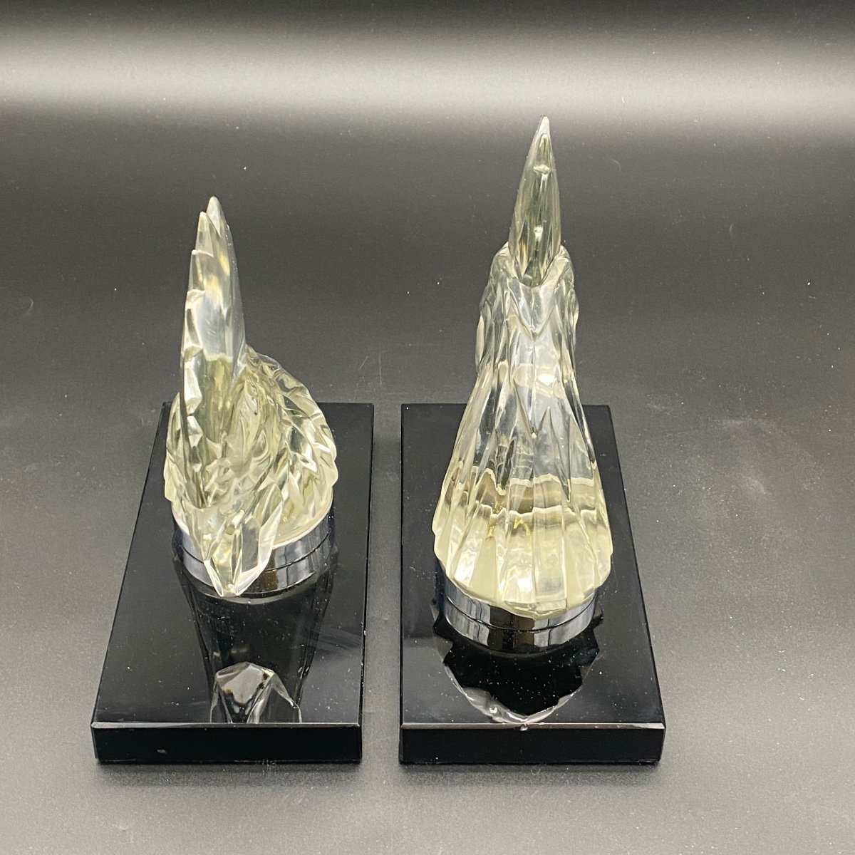 A Pair Of Rooster Head Mascots By R.lalique -photo-3