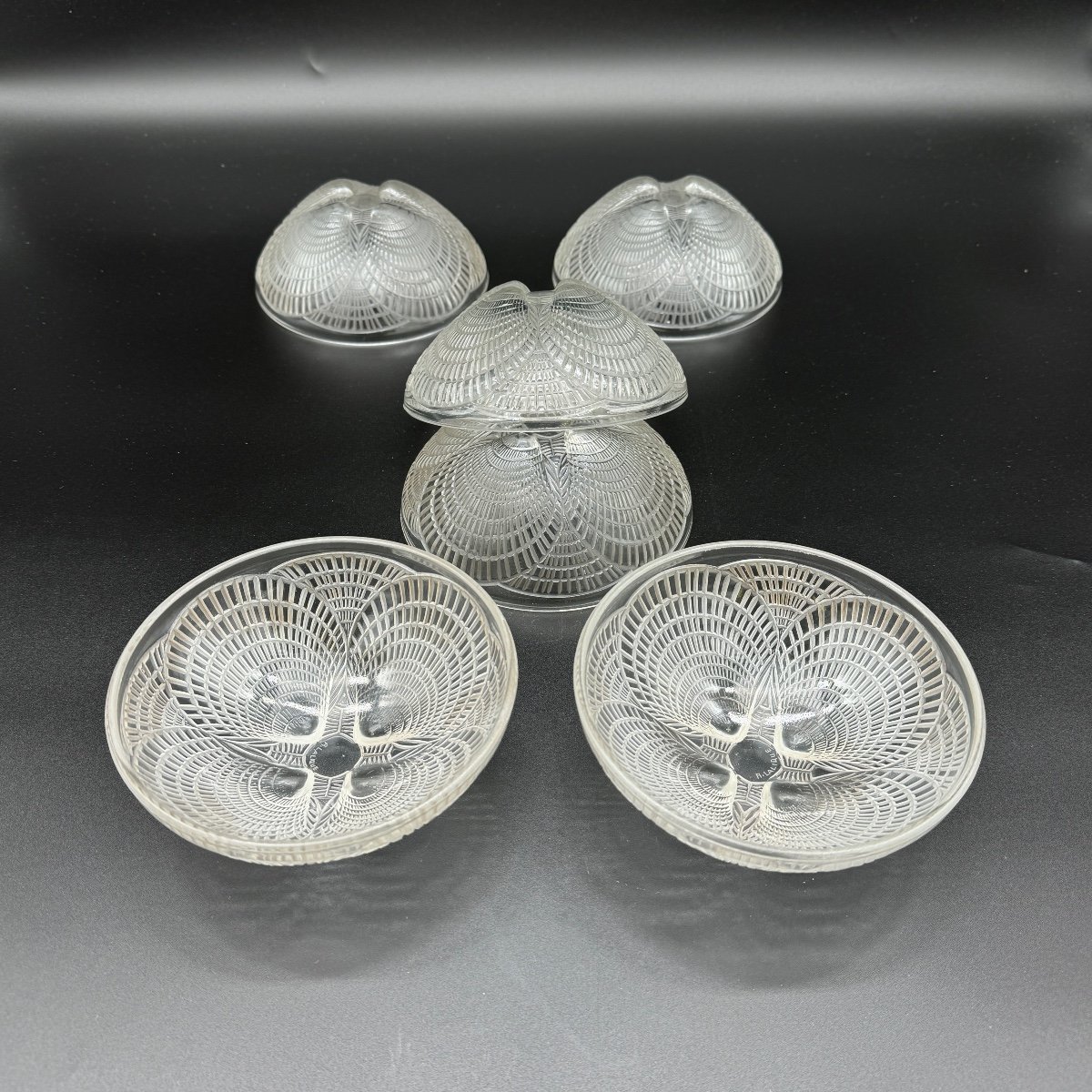 Six Coupelles Coquilles De R.lalique -photo-1