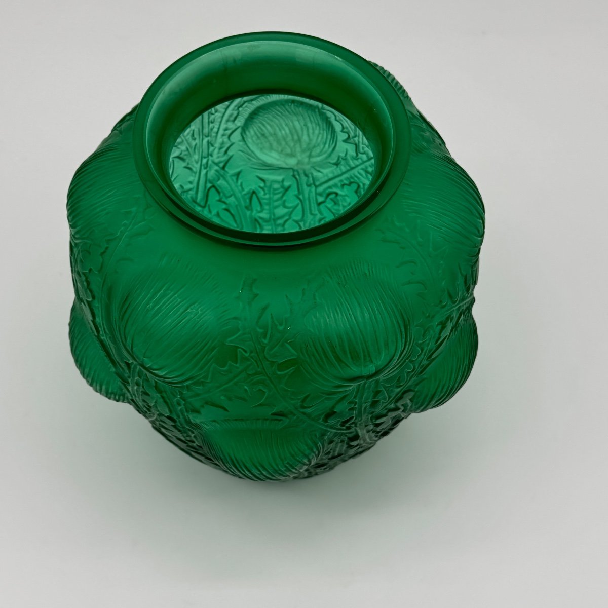 A Domrémy Vase In Green Glass By R.lalique-photo-2