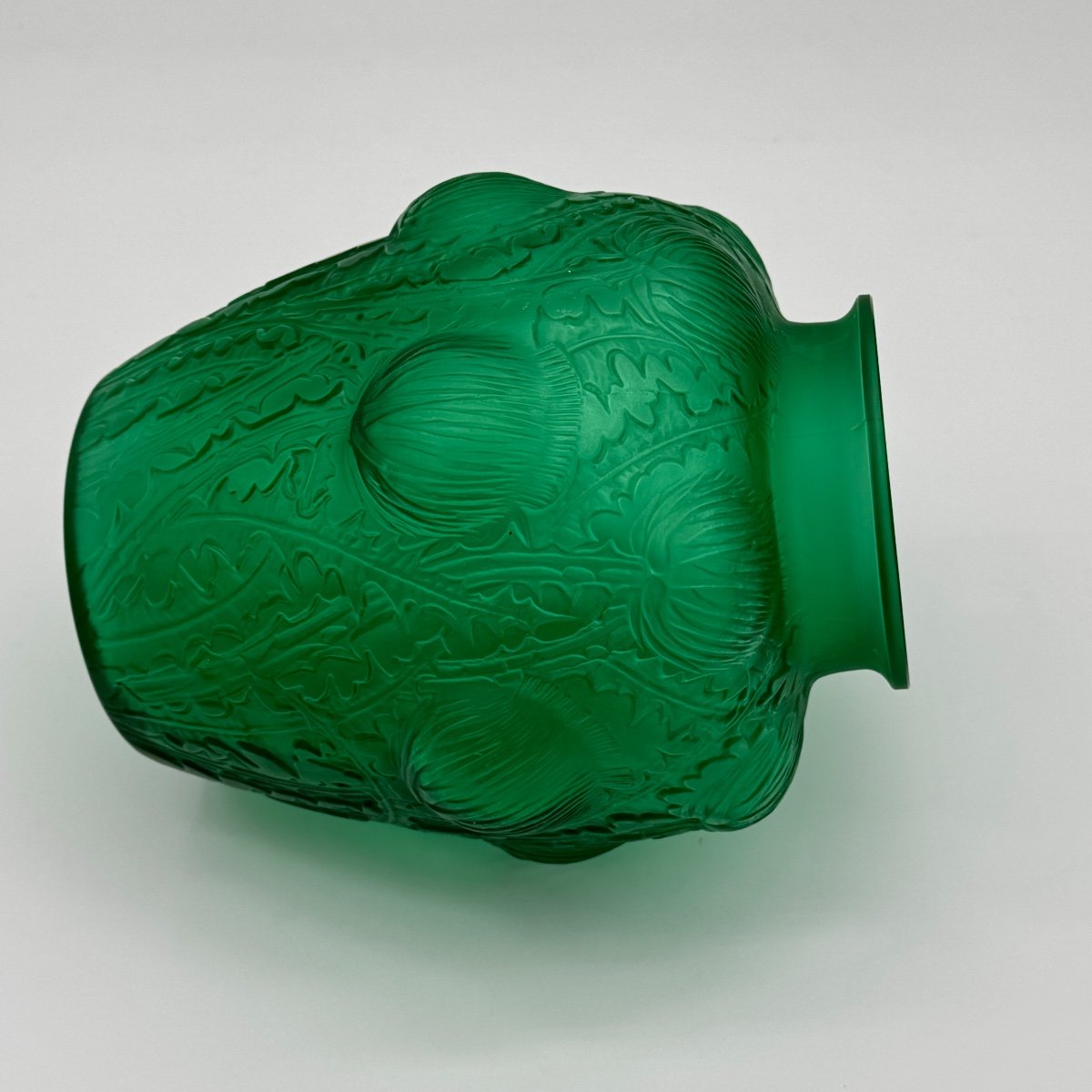 A Domrémy Vase In Green Glass By R.lalique-photo-3