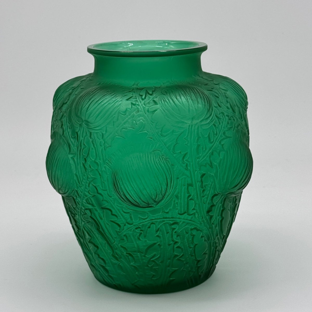 A Domrémy Vase In Green Glass By R.lalique-photo-2