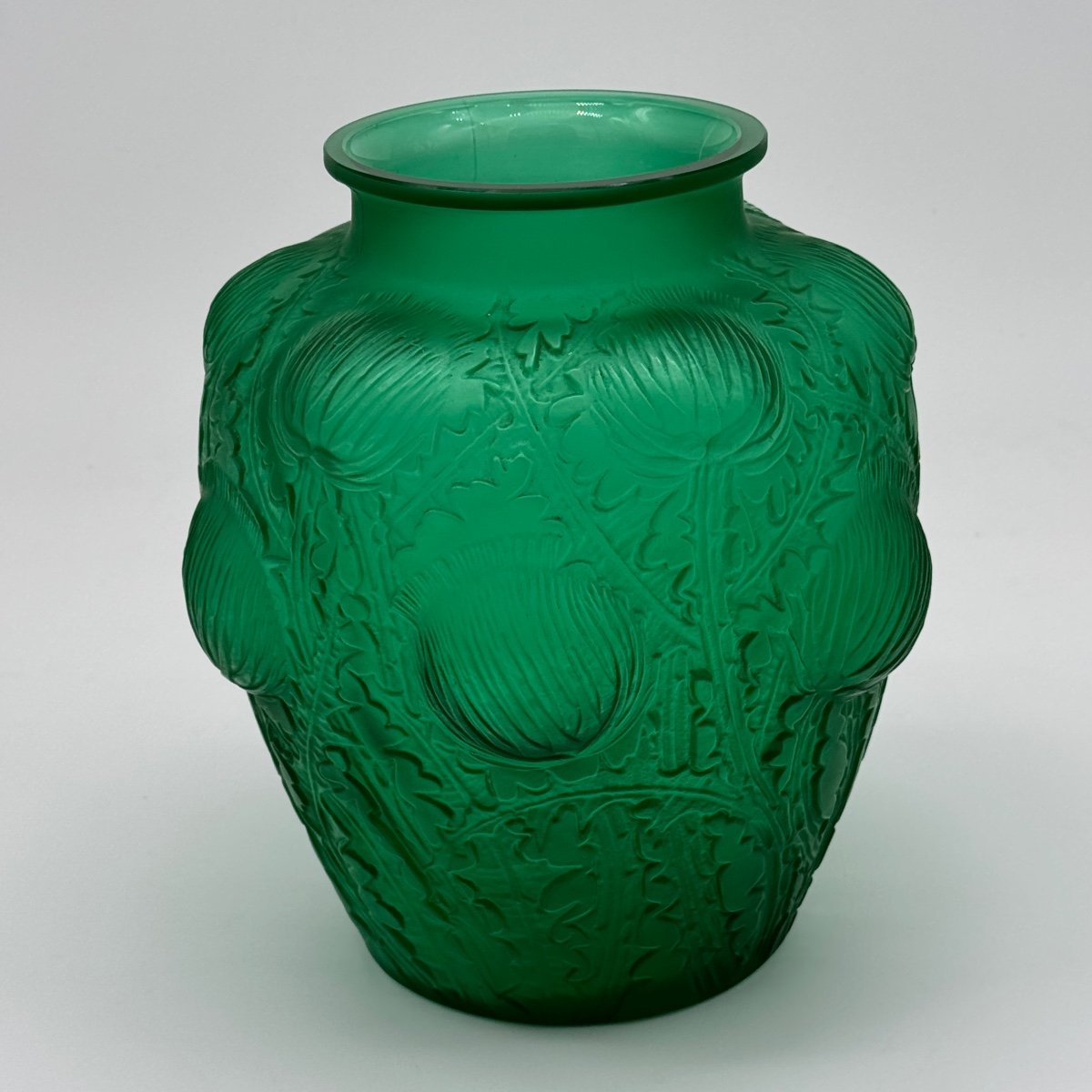 A Domrémy Vase In Green Glass By R.lalique-photo-3