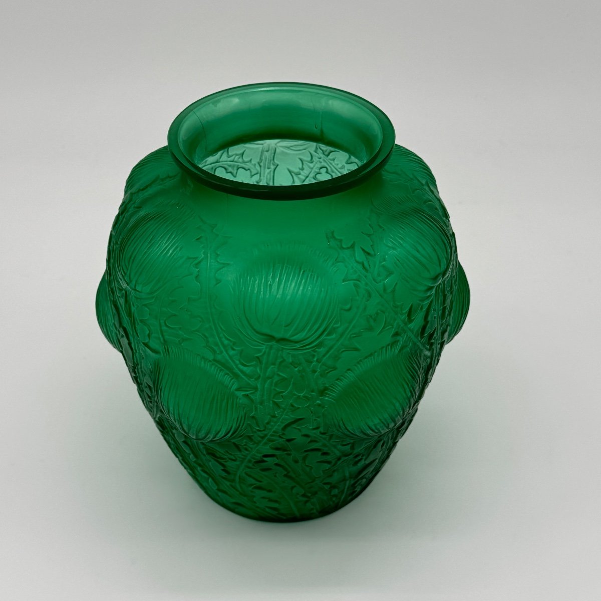 A Domrémy Vase In Green Glass By R.lalique-photo-4