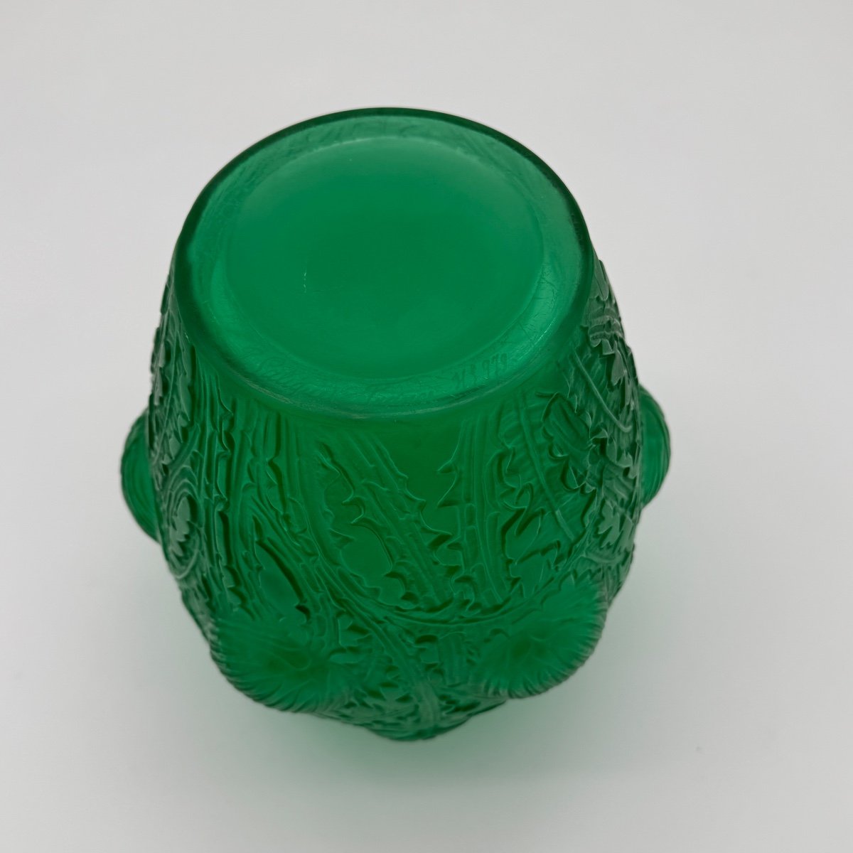 A Domrémy Vase In Green Glass By R.lalique-photo-5