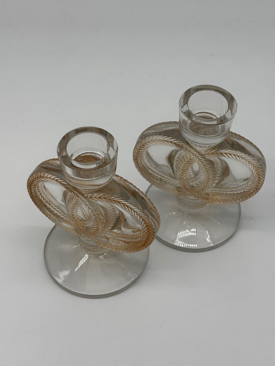 A Pair Of Malmaison Candlesticks By Lalique-photo-1