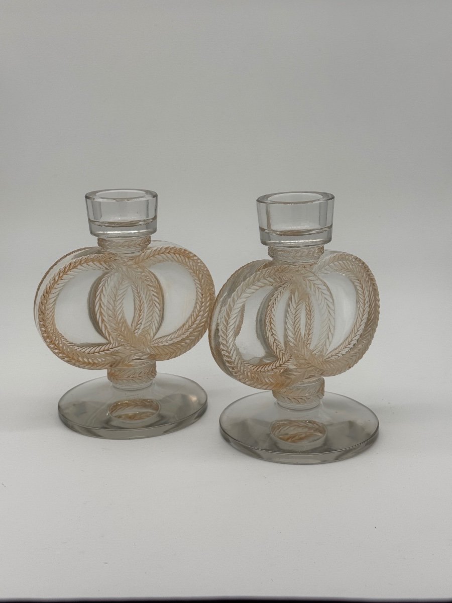 A Pair Of Malmaison Candlesticks By Lalique-photo-3