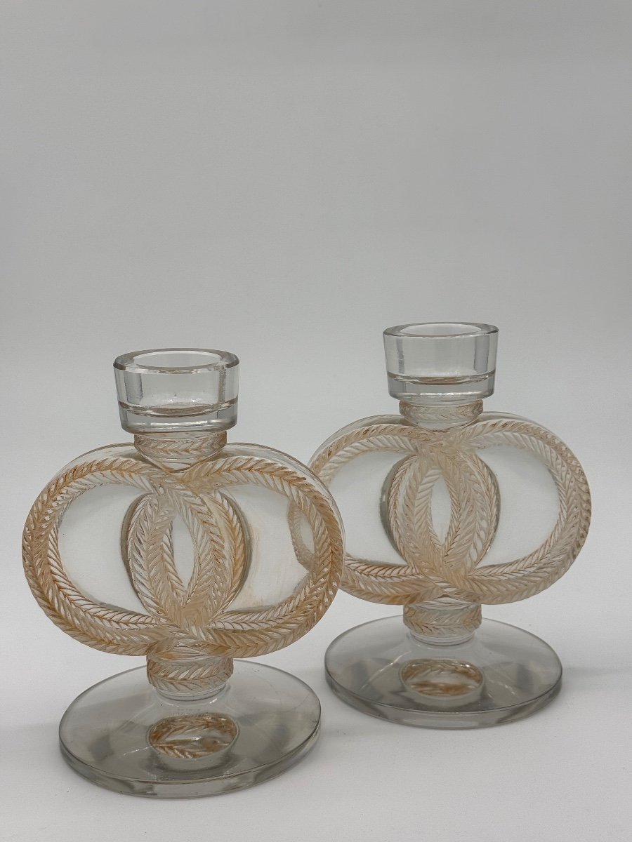 A Pair Of Malmaison Candlesticks By Lalique-photo-5