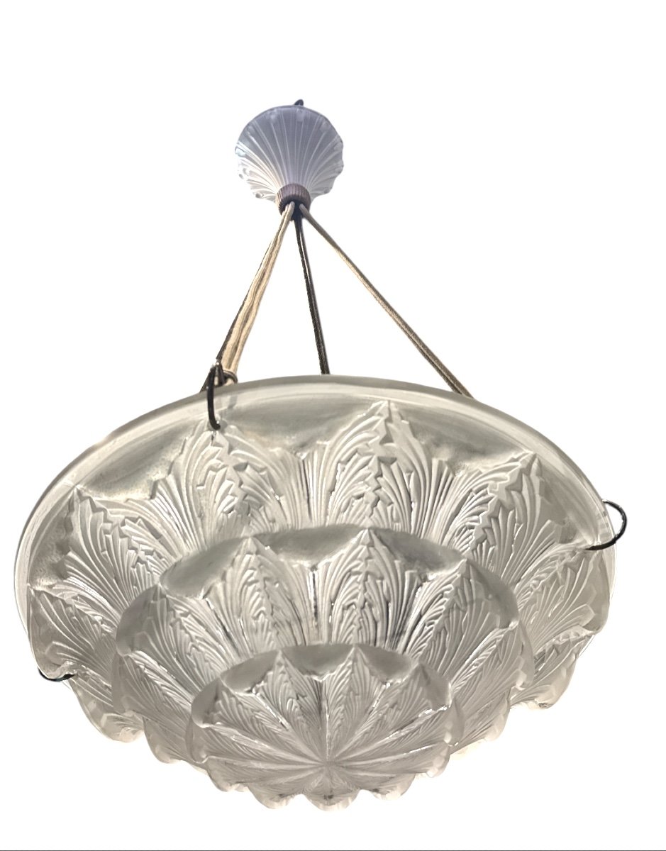  A Gaillon R.lalique Glass Chandelier -photo-3