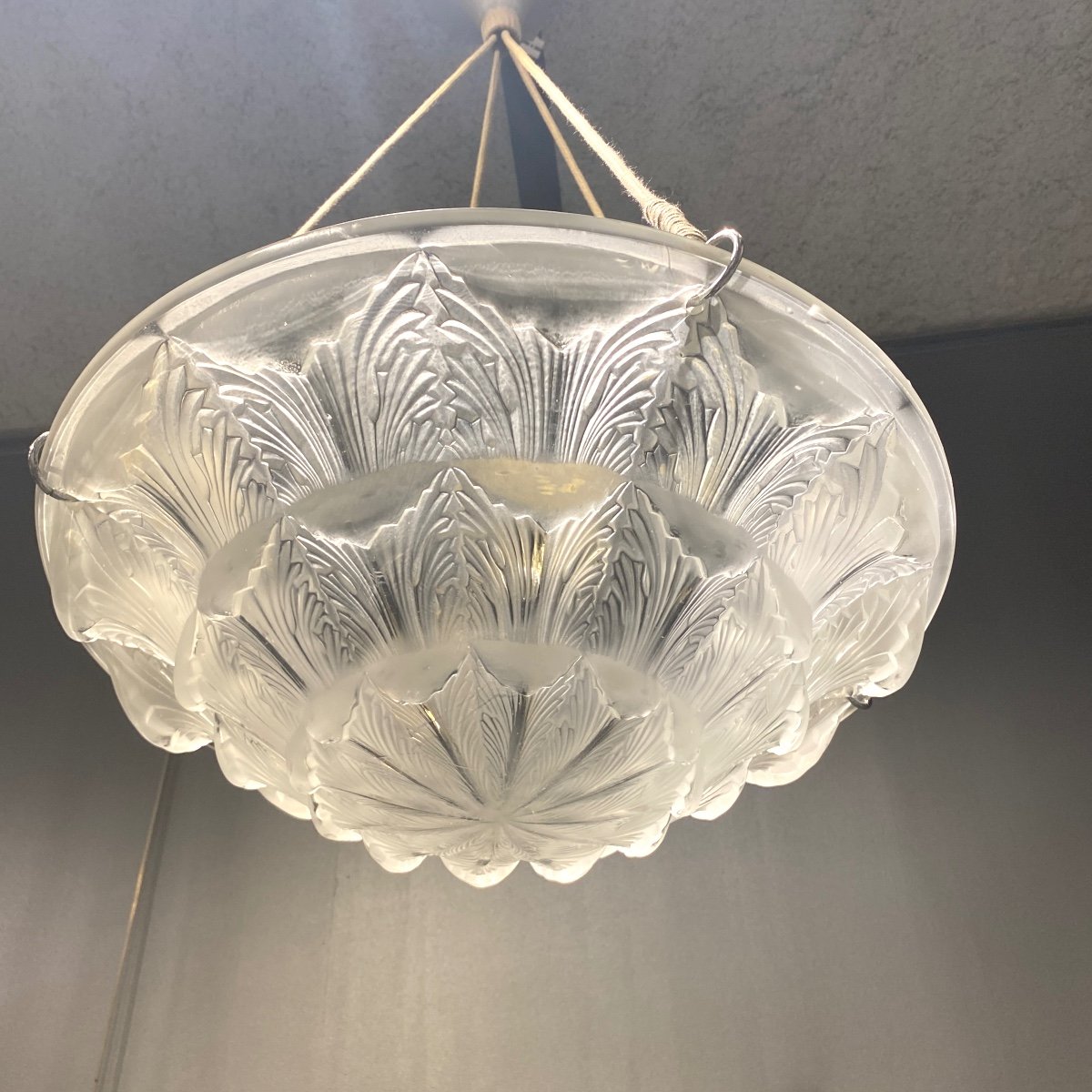  A Gaillon R.lalique Glass Chandelier -photo-5