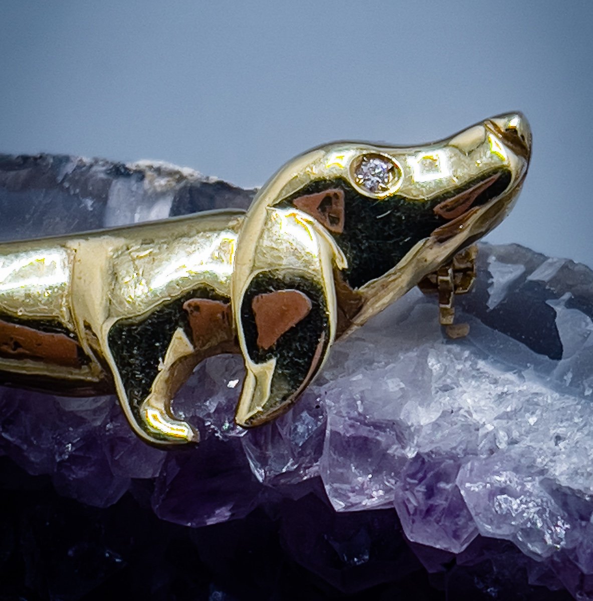 Dachshund Brooch In 18 K Gold-photo-1