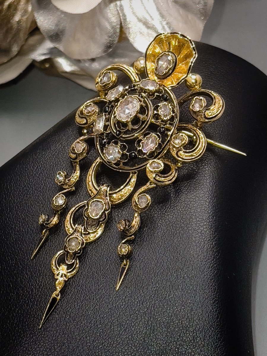 Mid-19th Century Front-of-bodice Brooch In 18 Yellow Gold-photo-3