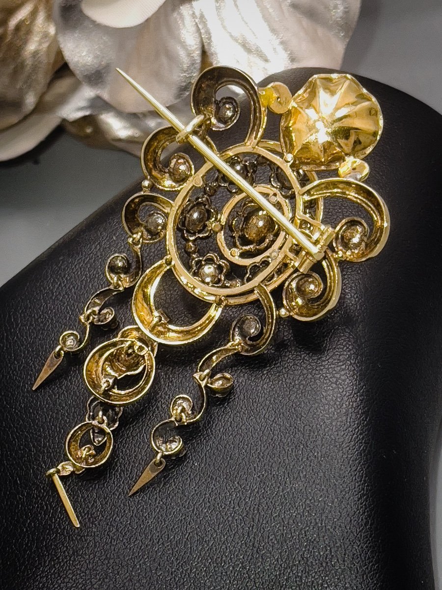 Mid-19th Century Front-of-bodice Brooch In 18 Yellow Gold-photo-4