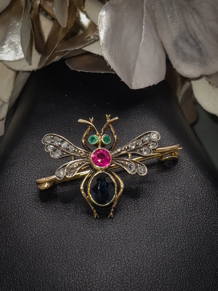 Belle Epoque, Insect Brooch In 18k Yellow Gold-photo-3