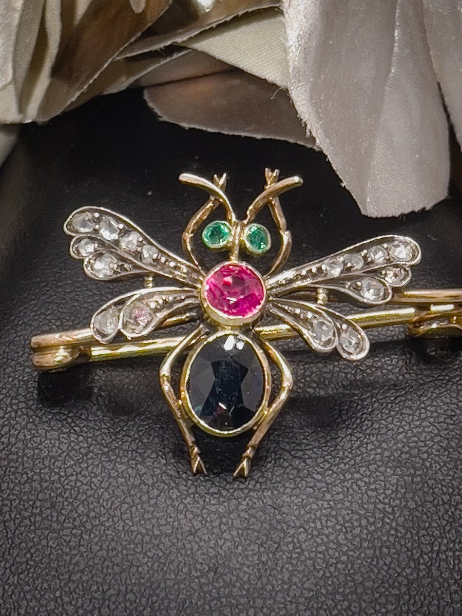 Belle Epoque, Insect Brooch In 18k Yellow Gold-photo-2