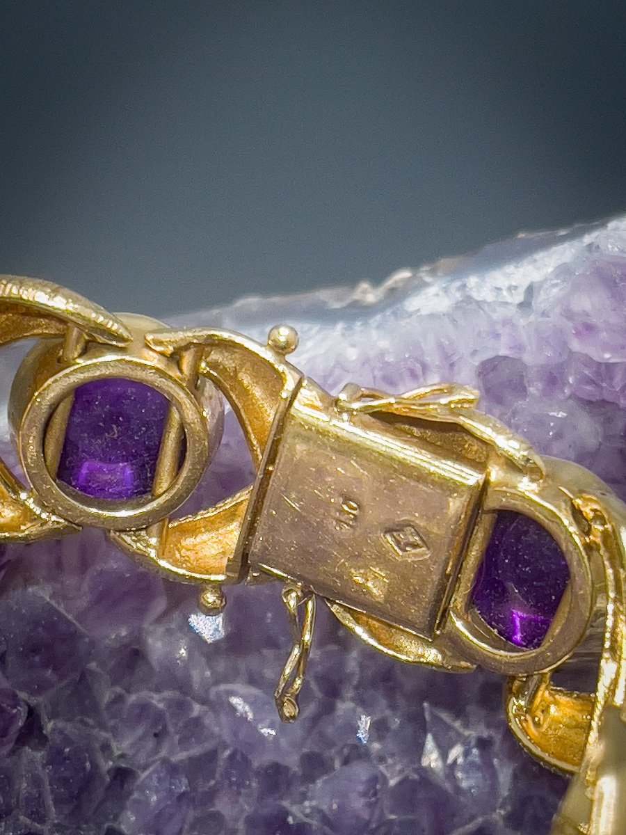 Imposing 18 K Gold Bracelet Set With Amethysts-photo-4