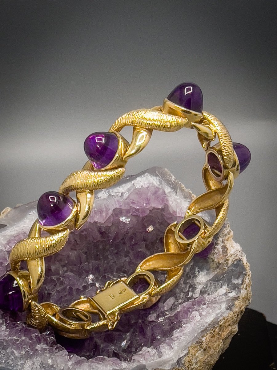 Imposing 18 K Gold Bracelet Set With Amethysts-photo-1