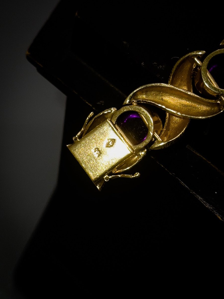 Imposing 18 K Gold Bracelet Set With Amethysts-photo-4