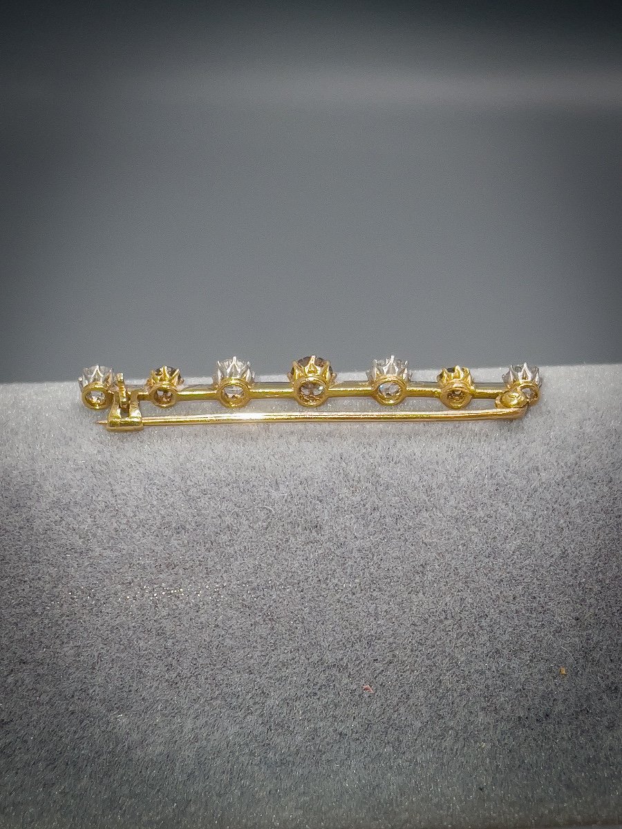 Barrette Brooch In 18 K Gold Set With White Diamonds And “cognac” Diamonds-photo-1