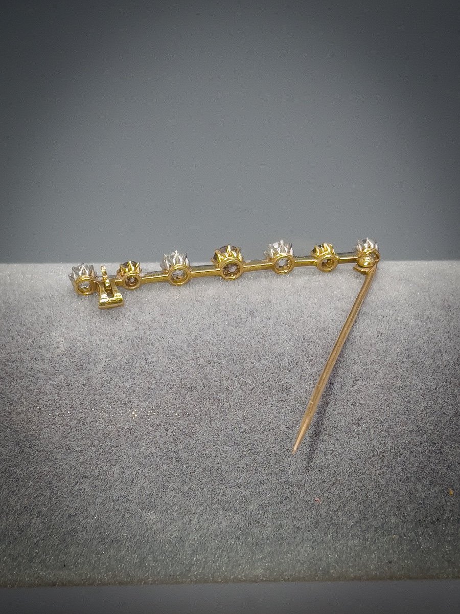 Barrette Brooch In 18 K Gold Set With White Diamonds And “cognac” Diamonds-photo-2