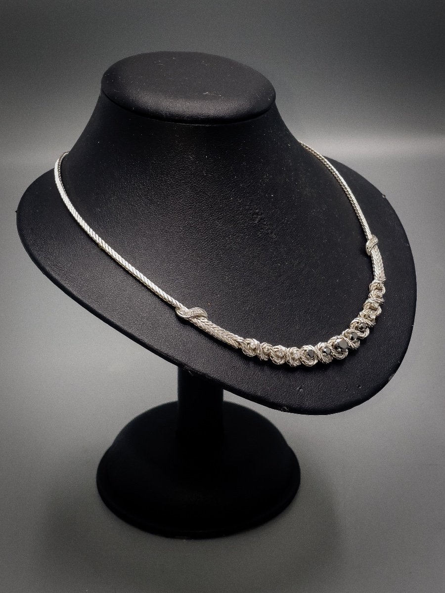 Vintage 80s Necklace In 18k White Gold-photo-2