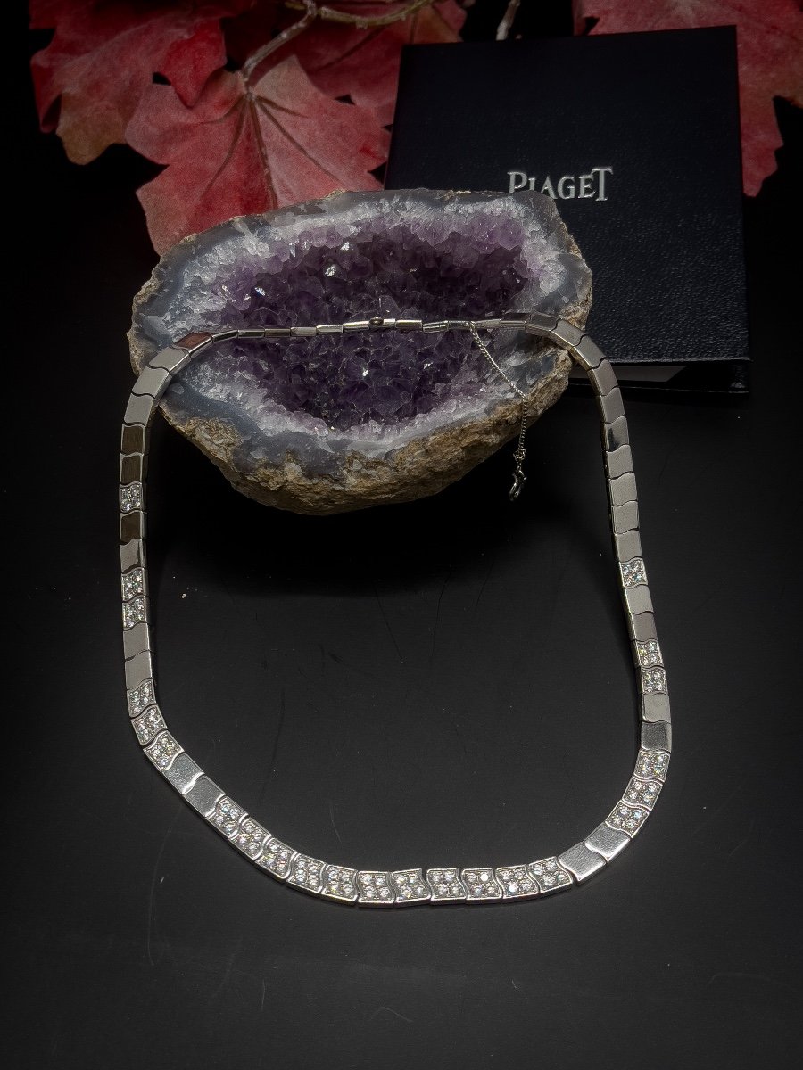 Piaget, Collier En Or Blanc 750/1000-photo-4