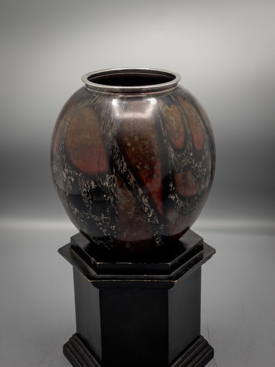 Vase Art Déco En Dinanderie Dans Le Style De Jean  Dunand-photo-1