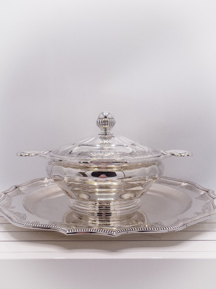 Altenloh, Vegetable Dish And Large Round Dish In Sterling Silver-photo-2