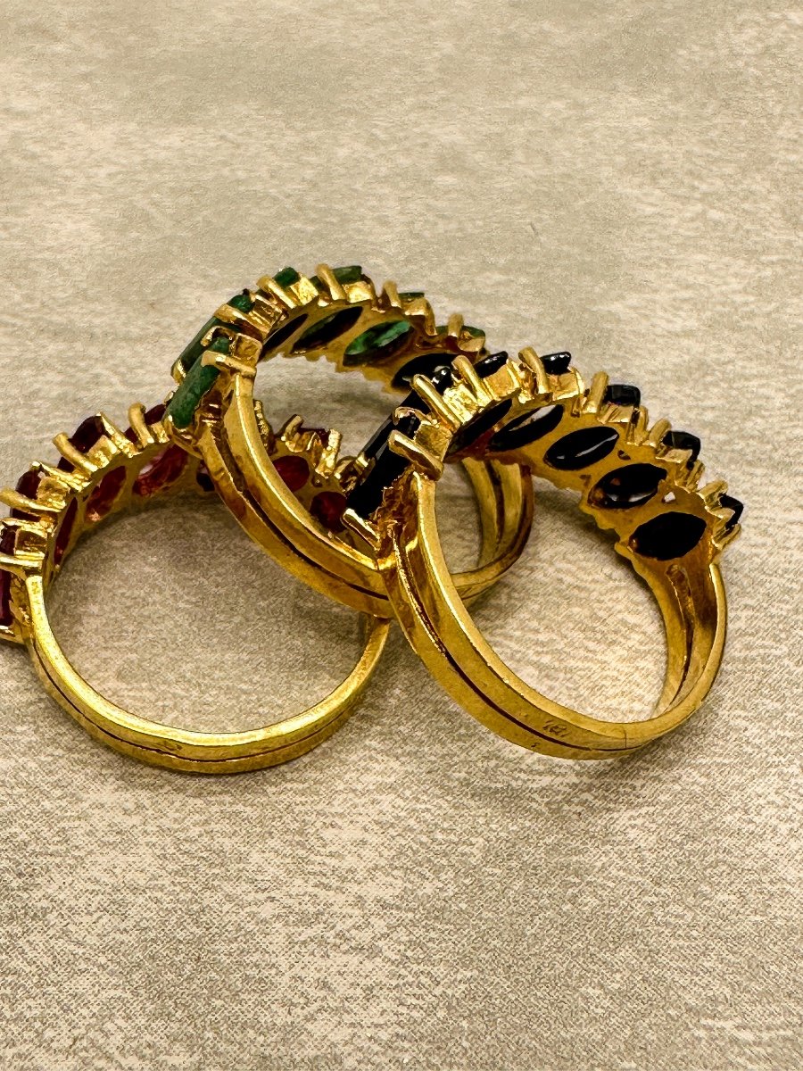 Trio Of Sapphire, Ruby And Emerald Rings-photo-4