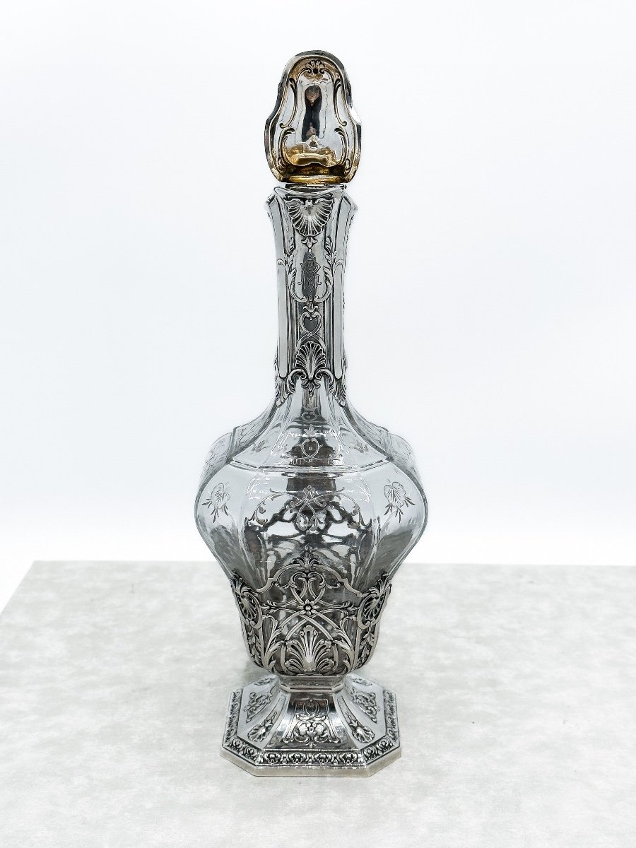 Victor Boivin, Carafe à Vin En Cristal Taillé Et Argent-photo-4