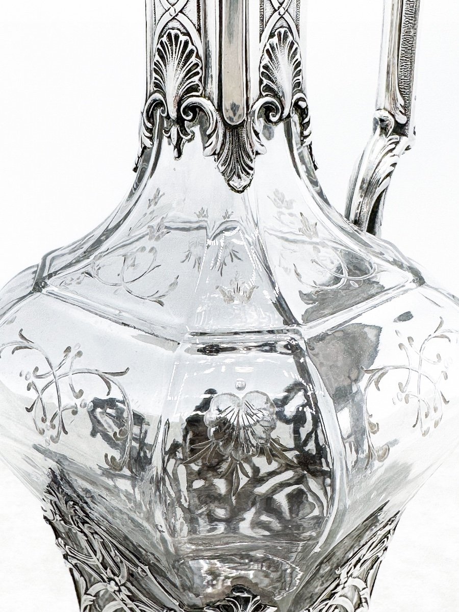 Victor Boivin, Carafe à Vin En Cristal Taillé Et Argent-photo-1