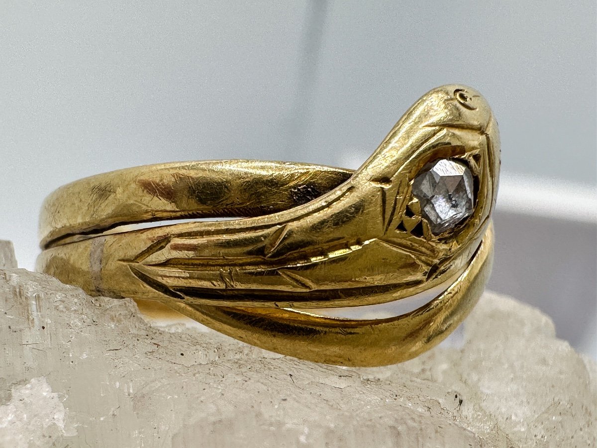 Bague Serpent D’époque Napoléon III En Or 18 K -photo-4