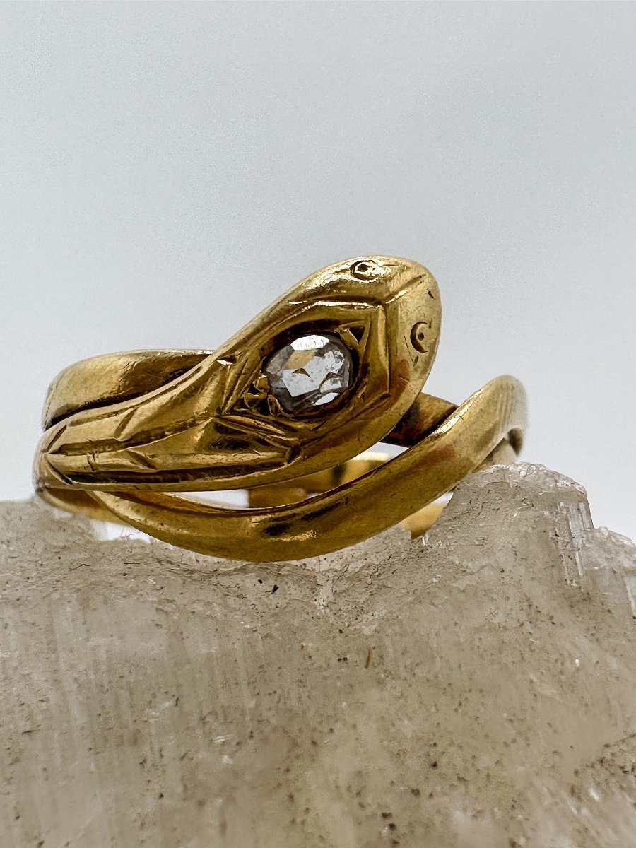 Bague Serpent D’époque Napoléon III En Or 18 K -photo-3