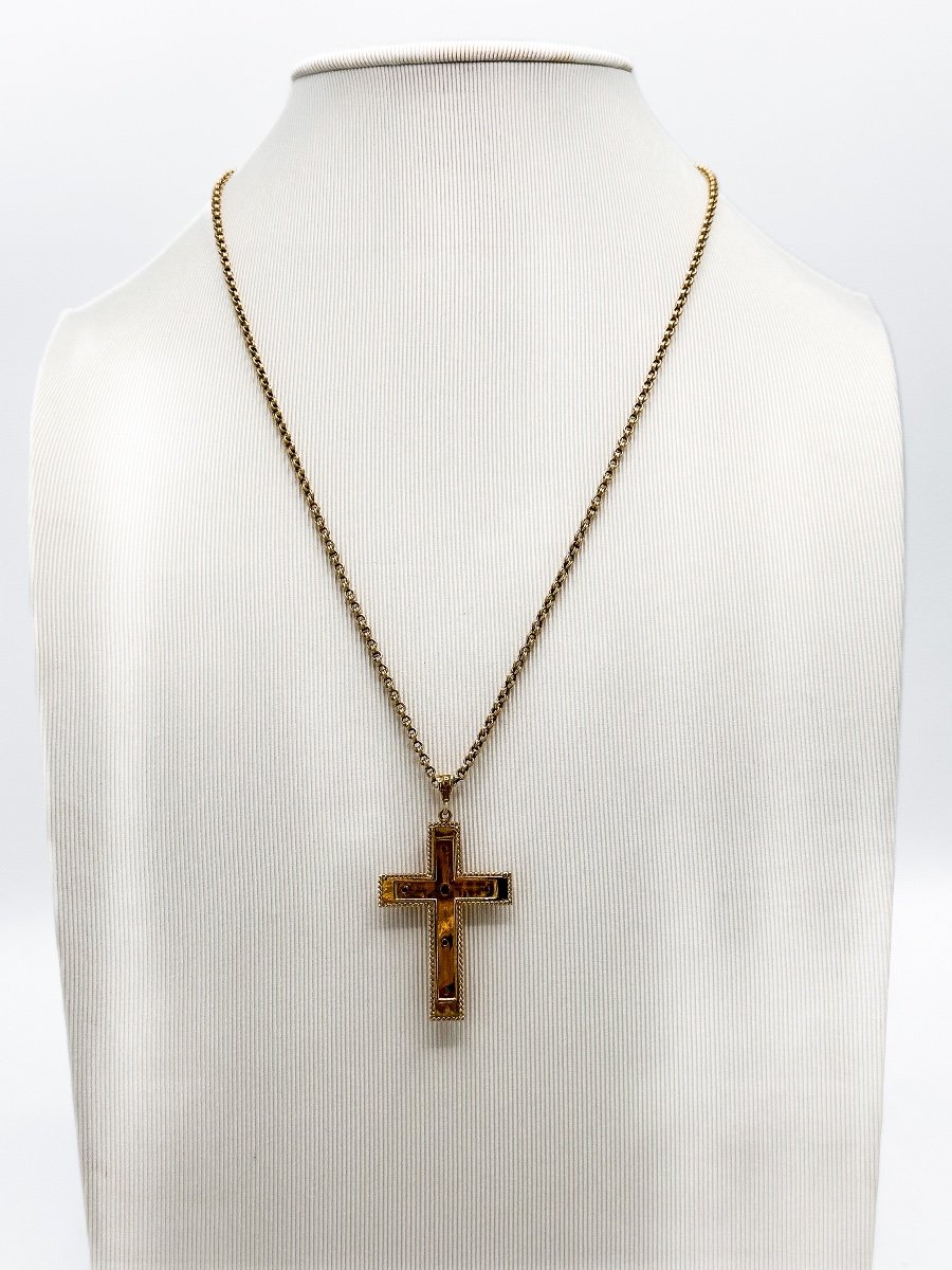 18k Gold Cross Set With Sapphire Cabochons-photo-4