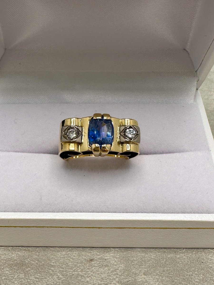 Sapphire And Diamond Tank Ring-photo-3