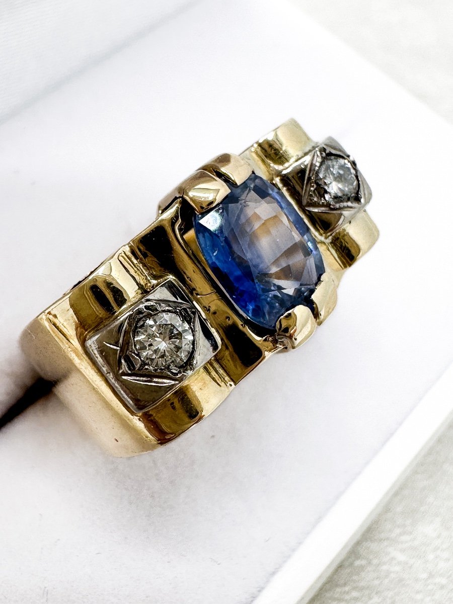 Sapphire And Diamond Tank Ring-photo-4