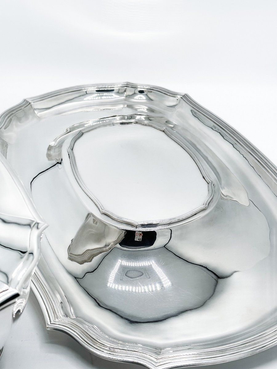 Spectacular Soup Tureen And Its Frame In 950/1000 Silver-photo-6