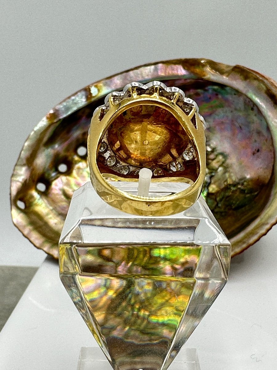 Vintage Ring In 18k Yellow Gold, Set With A Cabochon Emerald-photo-1