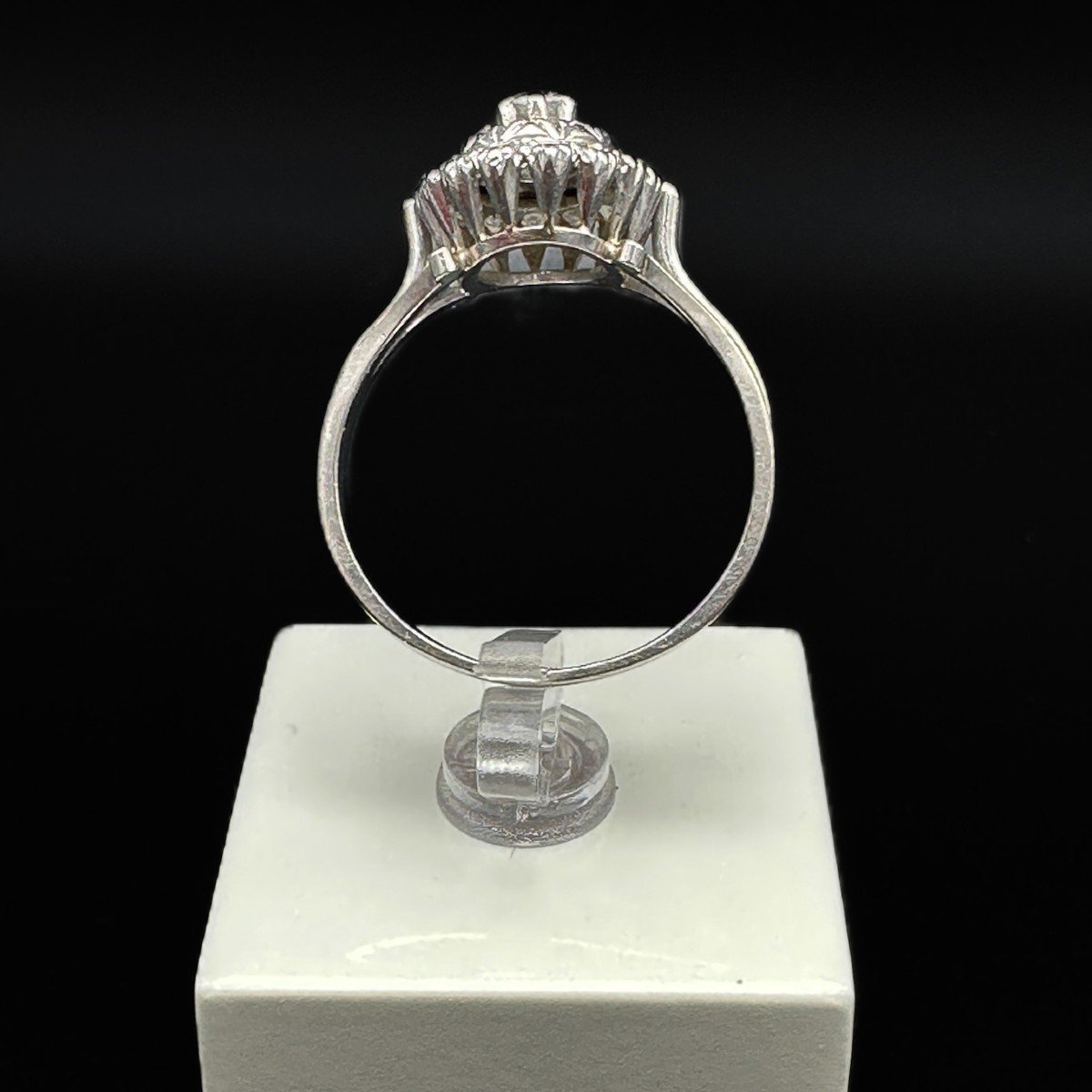 Vintage Ring In Platinum, Set With Diamonds-photo-2