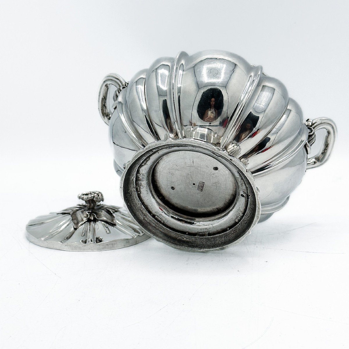 Large Sugar Bowl In Sterling Silver-photo-4