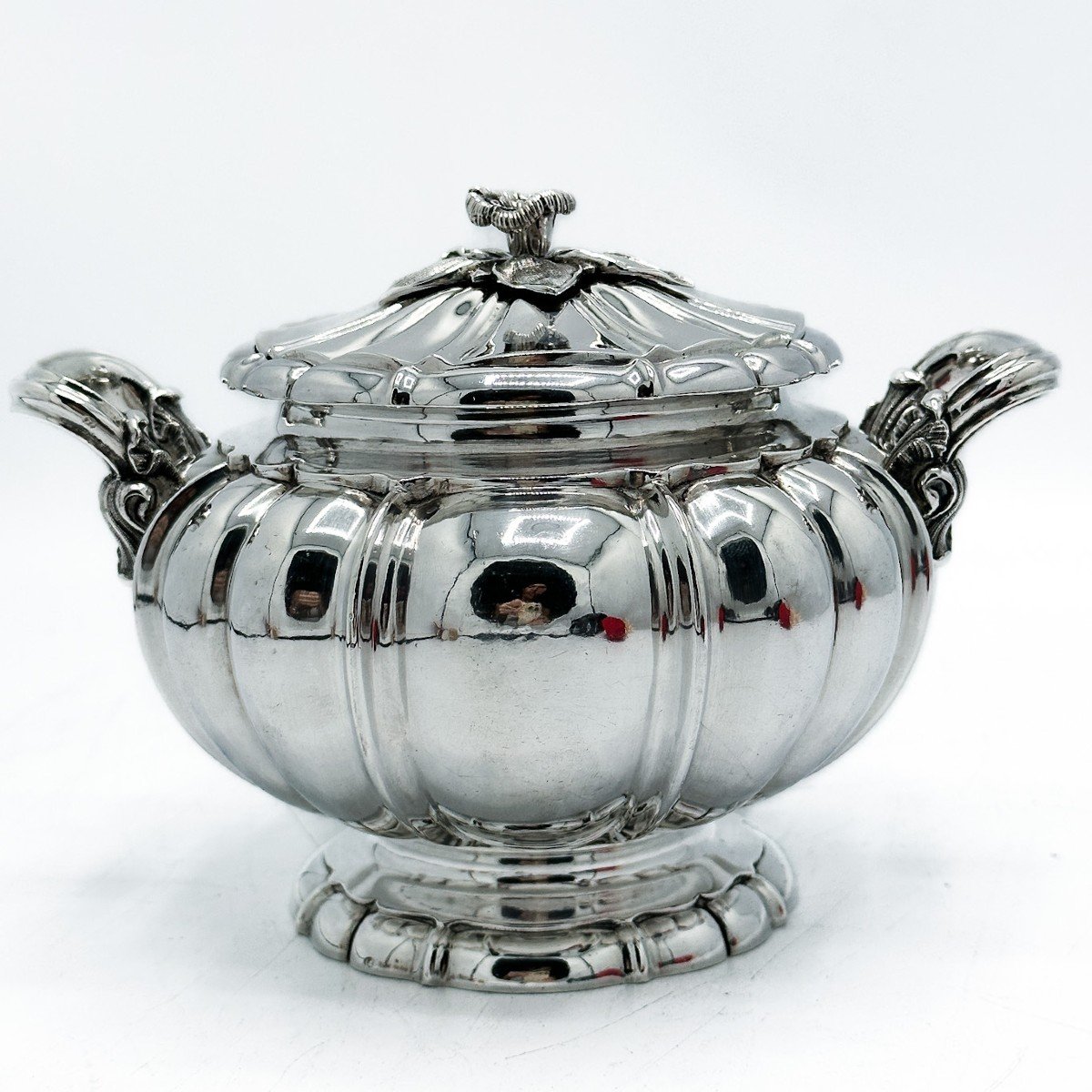 Large Sugar Bowl In Sterling Silver-photo-5