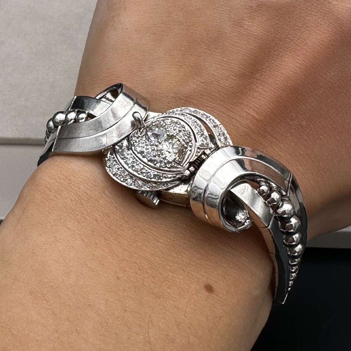 Art Deco Diamond Platinum Bracelet-photo-1