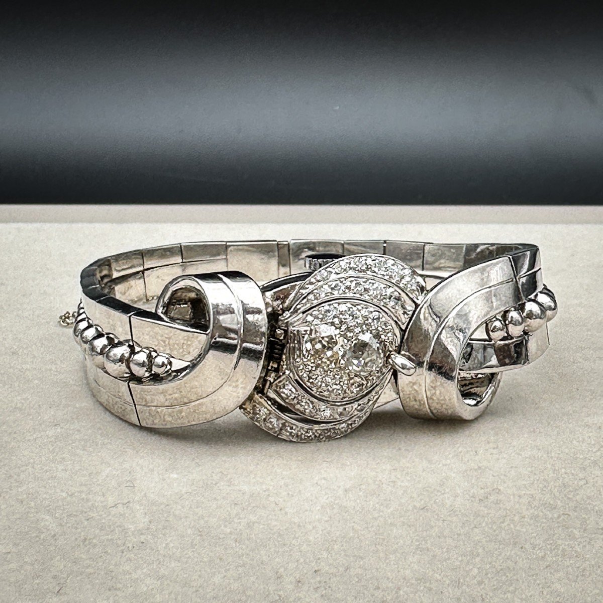 Art Deco Diamond Platinum Bracelet-photo-4