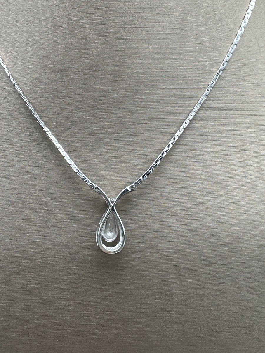 Collier En Or Blanc 18 K Sertie De 1 Petit Diamant -photo-1