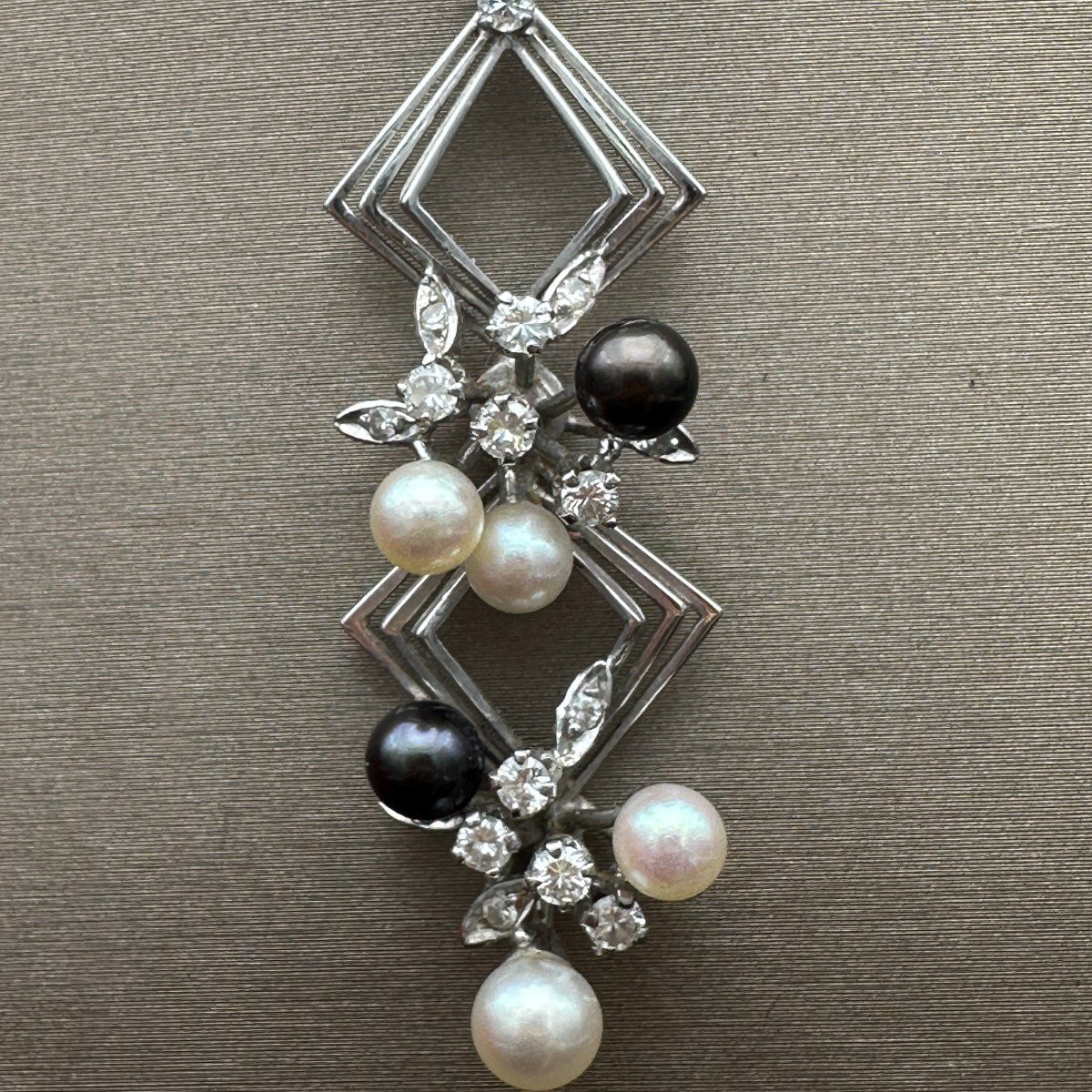 Collier En Or Vintage Perles Et Diamants-photo-2