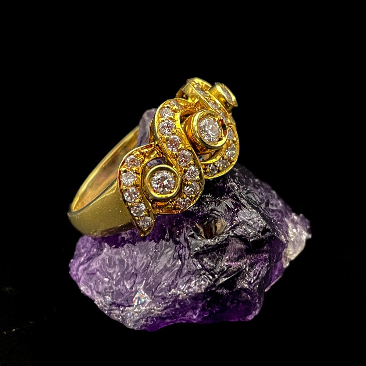 Bague Vintage En Or Et Diamants-photo-2