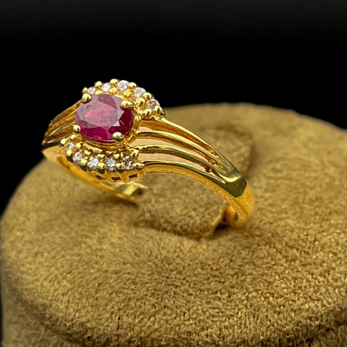 Bague Solitaire Rubis Et Diamants-photo-3