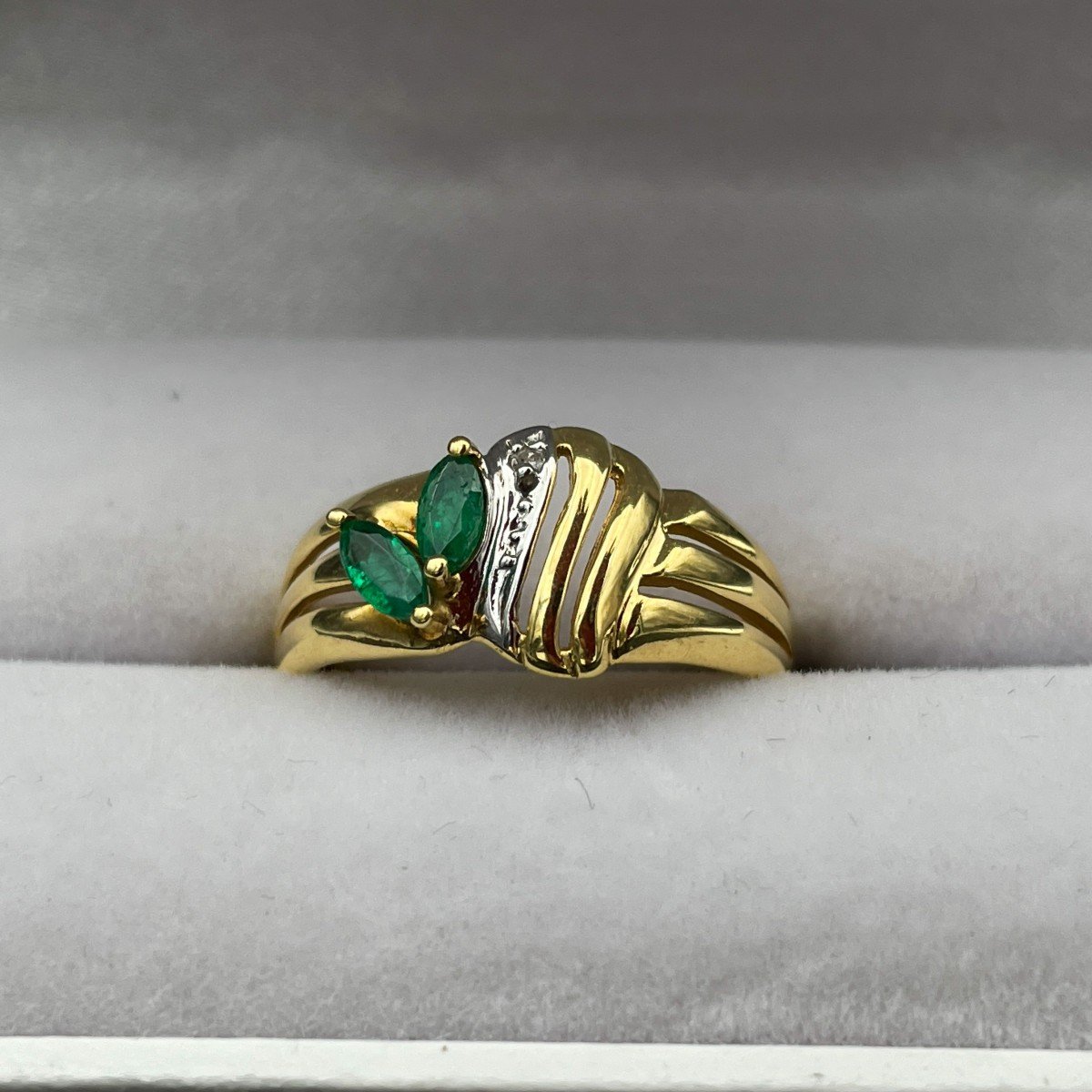 Marquise Emerald And Diamond Ring-photo-2