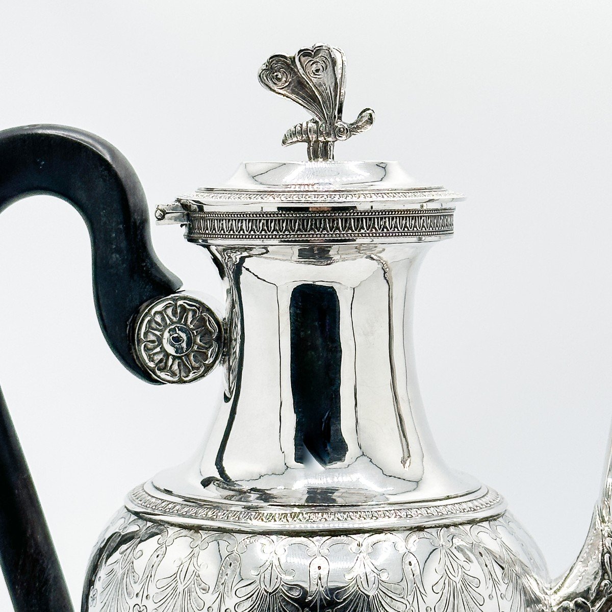 Large Zoomorphic Coffee Pot In Sterling Silver From The Early 19th Century.-photo-3