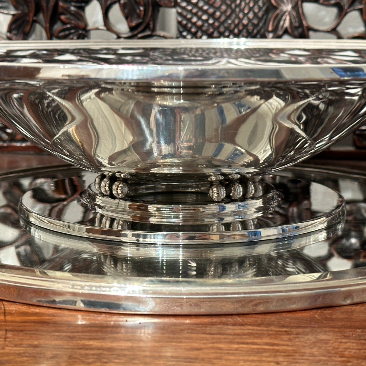 Wolfers Art Deco Center Table And Its Mirror In 833/1000 Silver -photo-4